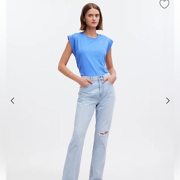 Madewell Side-Cinch Muscle Tee Celeste Size XL - Picture 1 of 7
